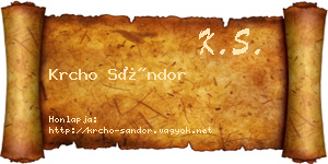 Krcho Sándor névjegykártya